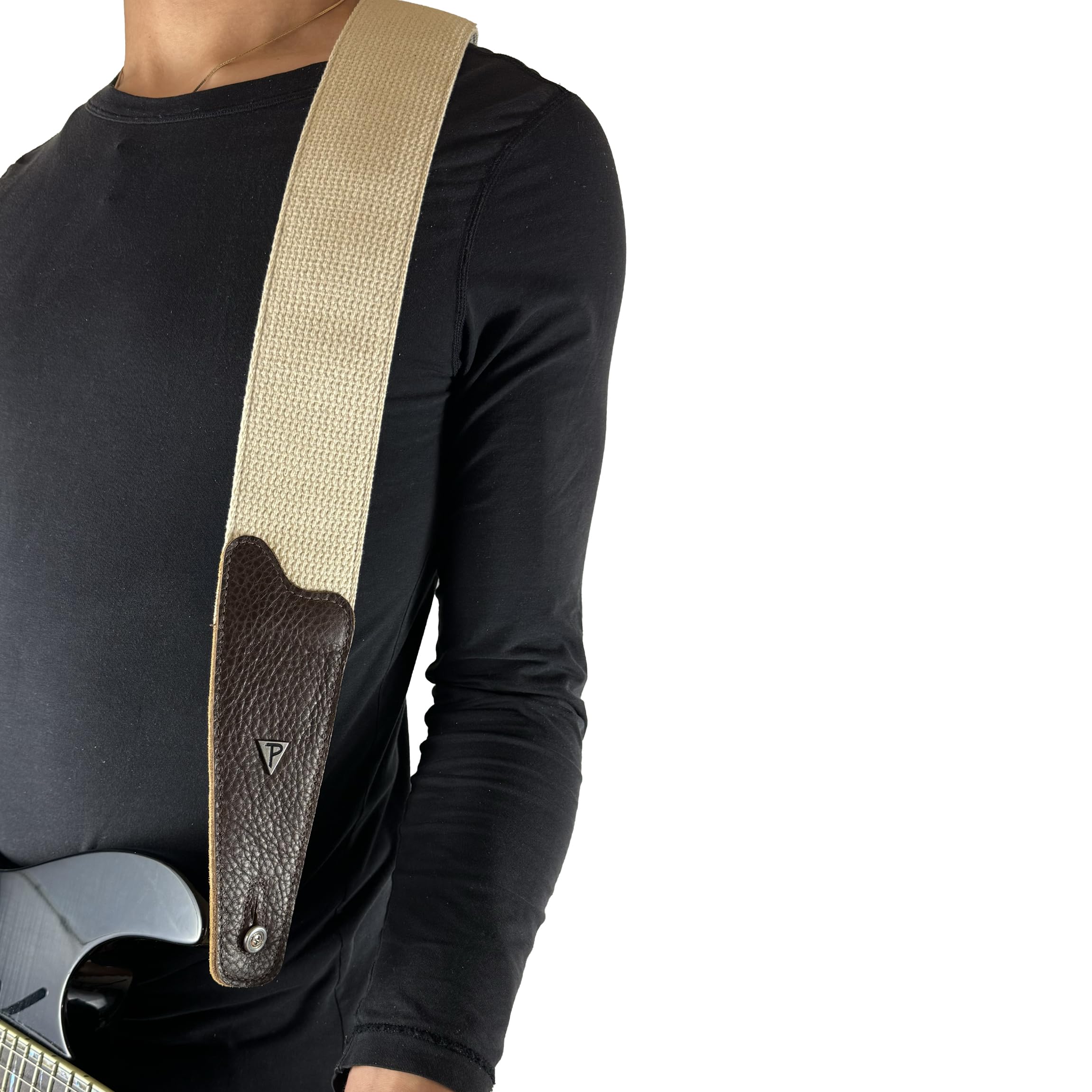 Perri's Leathers Ltd., Doubled Cotton Webbing with Suede/Leather Ends Guitar Strap, Adjustable Length, for Electric Acoustic - Image 4