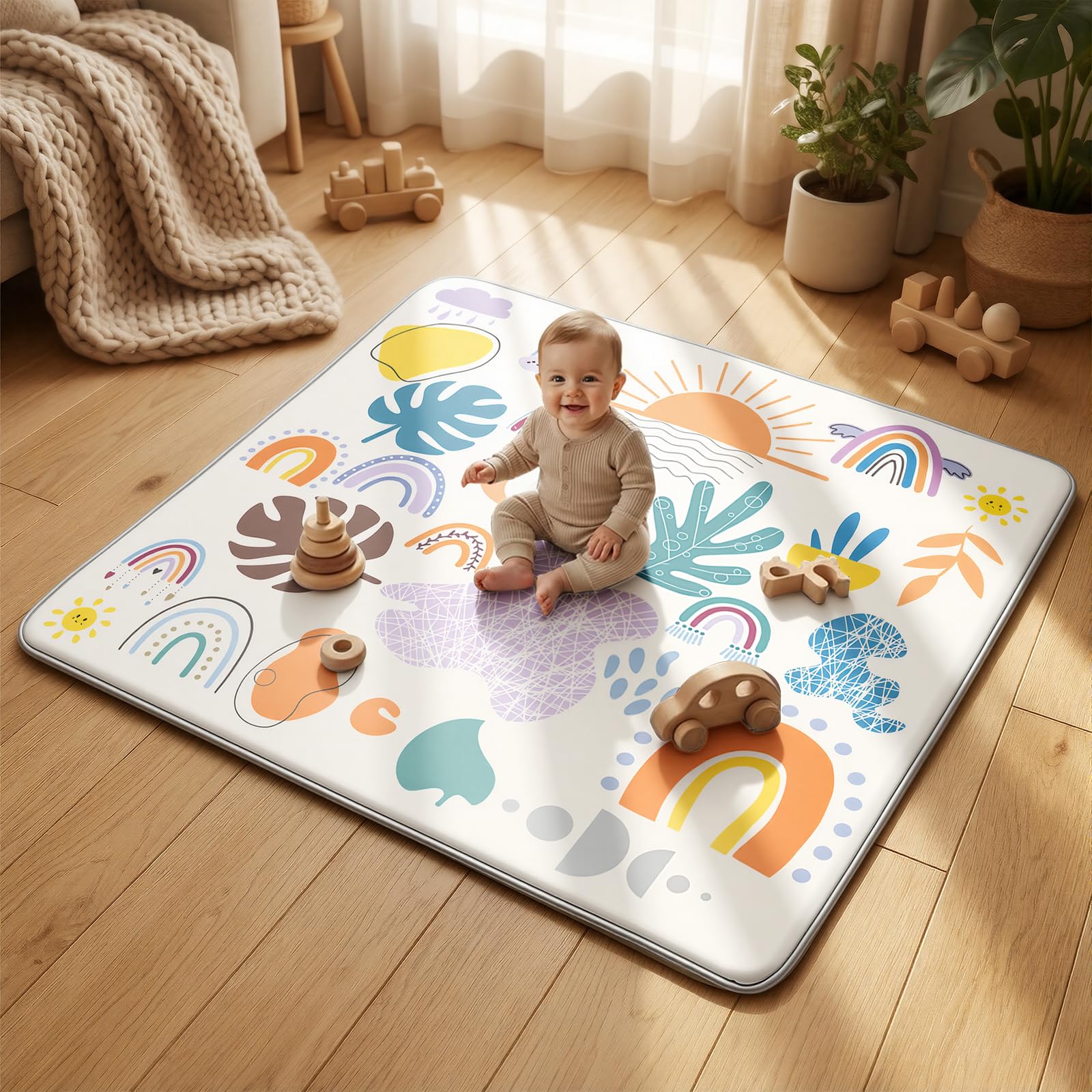 Tapis de jeu pour bébé UBRAVOO pliable et épais pour le parc