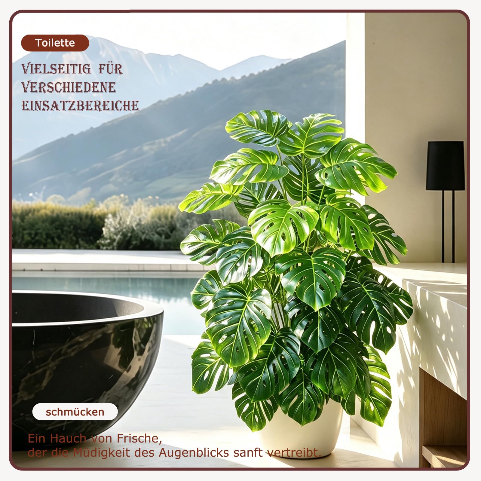 Monstera Artificielle, 135 cm, 36 Feuilles, Fausse Plante | Grande Plante Artificielle Tropicale Sans Entretien, Déco Intérieure Extérieure : Salon, Balcon, Bureaux, Espaces Commerciaux