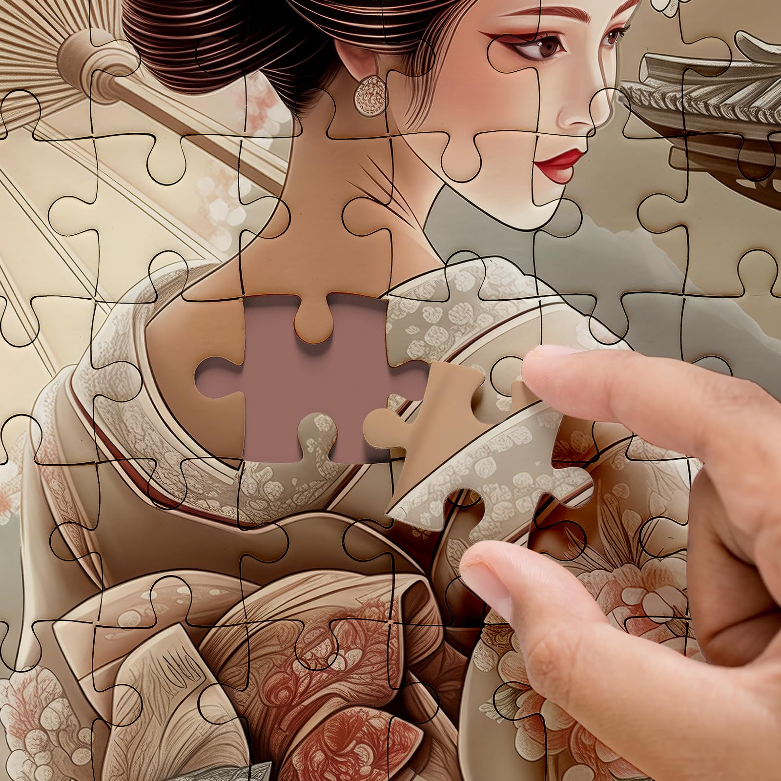 Japanese Kimono Geisha Puzzle 1000 Piece for Adults, Spring