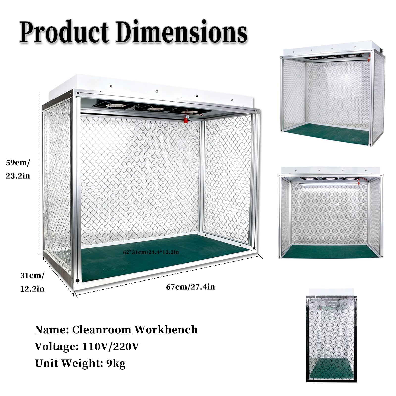 Vertikale Laminar-Flowbox, Reinraum Werkbank mit Laminar-Flow-Box, Hocheffizienz Filter, mit elektrostatischem Vorhang/Silikonmatte/Bodenplatte, für Handy-Reparaturwerkstätten/Labore