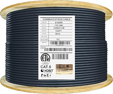 Elite CAT6 Shielded Riser (CMR) 1000ft, Solid Bare Copper