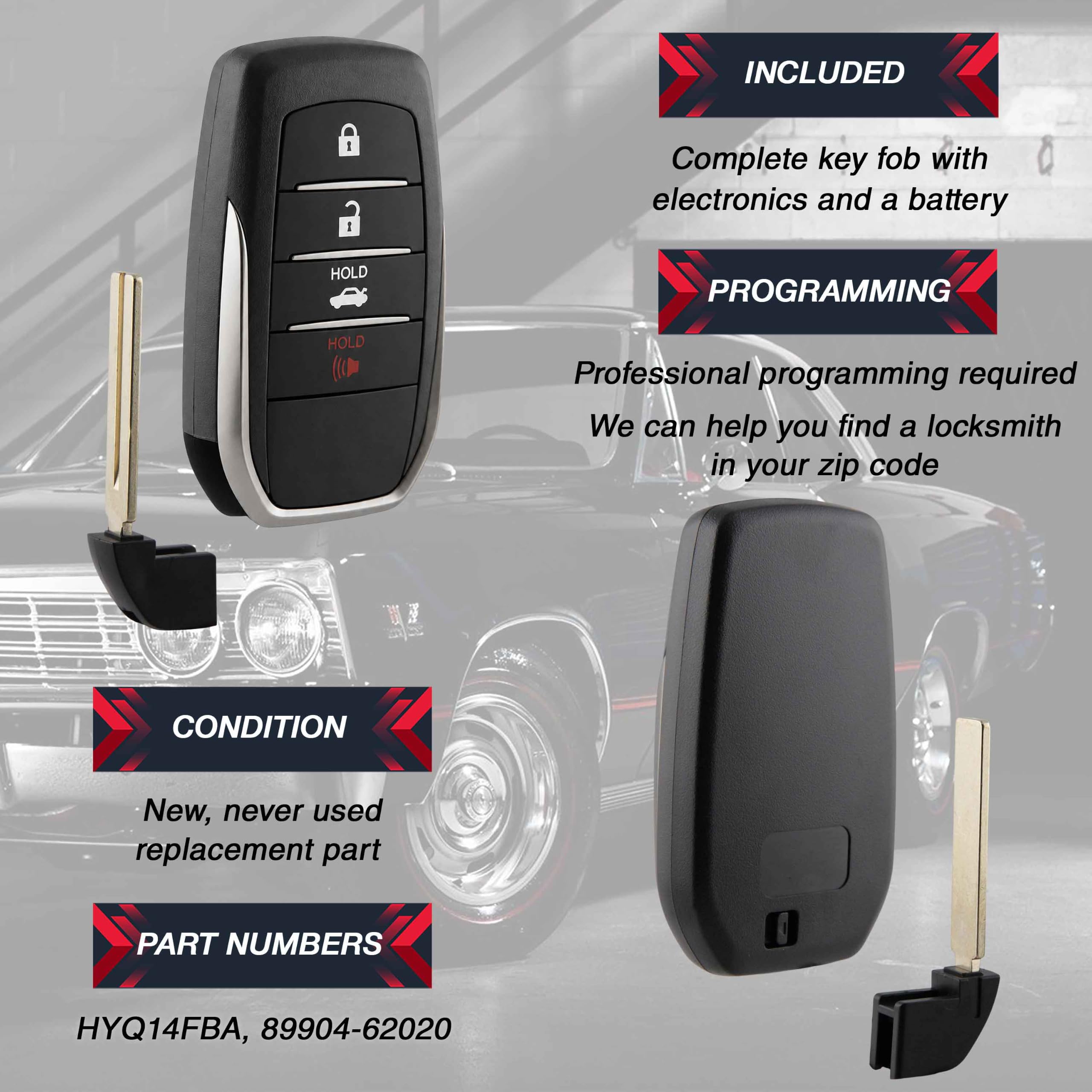 Telecomando di ricambio a 4 pulsanti per Toyota Mirai 2016 2017 2018 2019 (HYQ14FBA, AG Board 2110, 89904-62020)