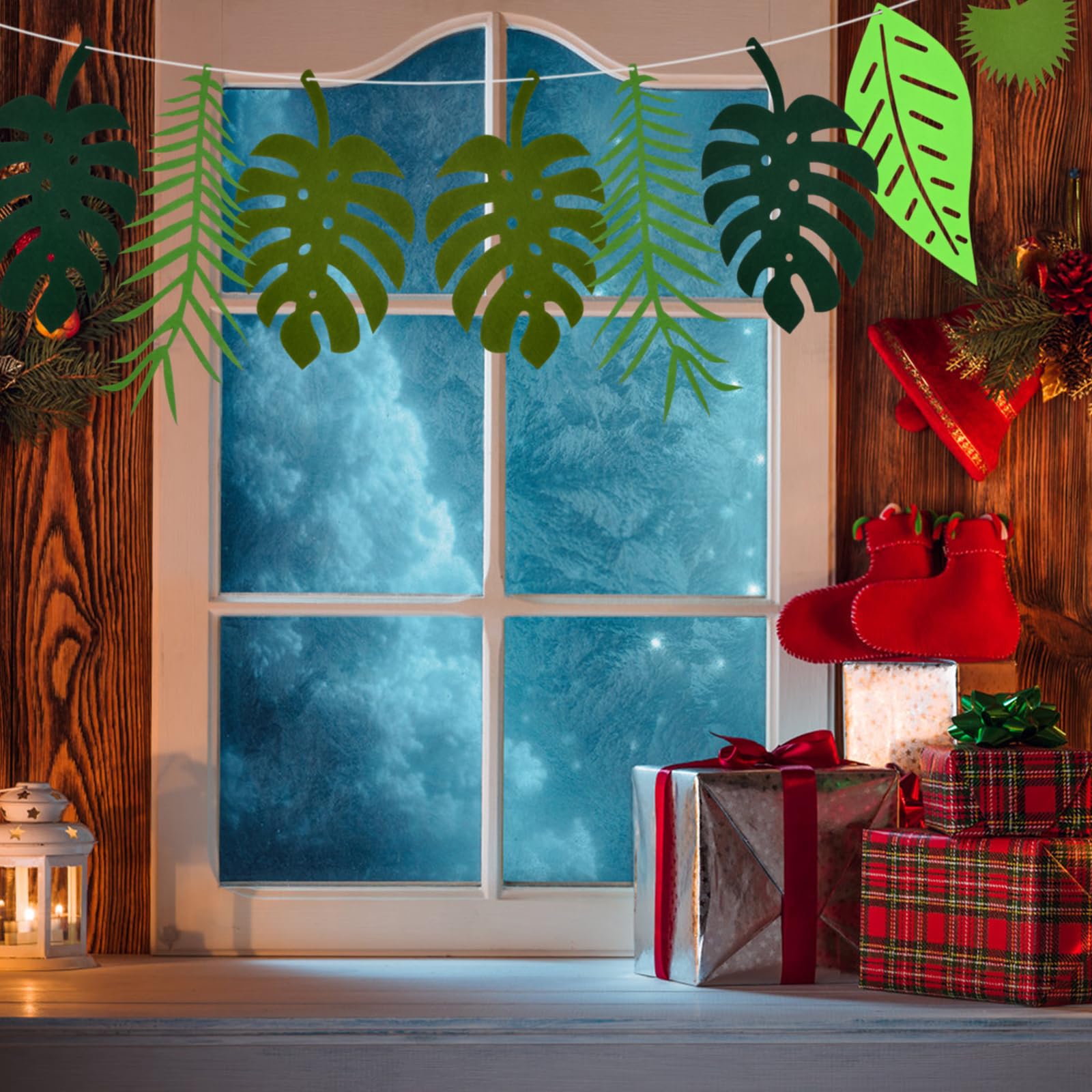 2 Ghirlande Tropicali In Feltro Con Foglie Di Palma - Decorazione Giungla Hawaiana Per Feste, Compleanno, Tema Hawaii, Riutilizzabili, 2,5 M - 3