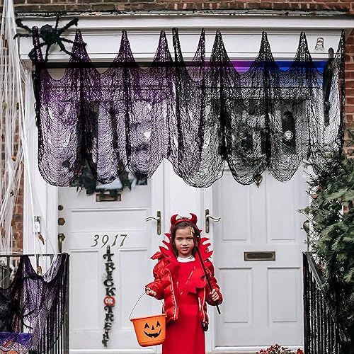 Miniatura 35 de Legigo Paquete de 12 paños espeluznantes de Halloween (30 x 72 pulgadas), gasa espeluznante para fiesta de Halloween, suministros de fiesta de Negro