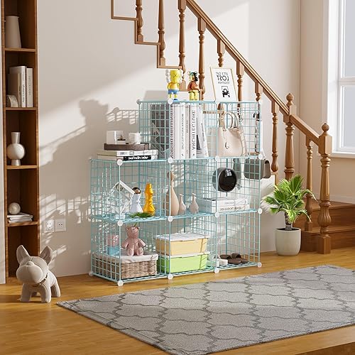 Miniatura 4 de C&AHOME Almacenamiento de cubos de alambre, 8 cubos organizadores de rejillas de metal C, unidades de estantes modulares, organizador de armario,