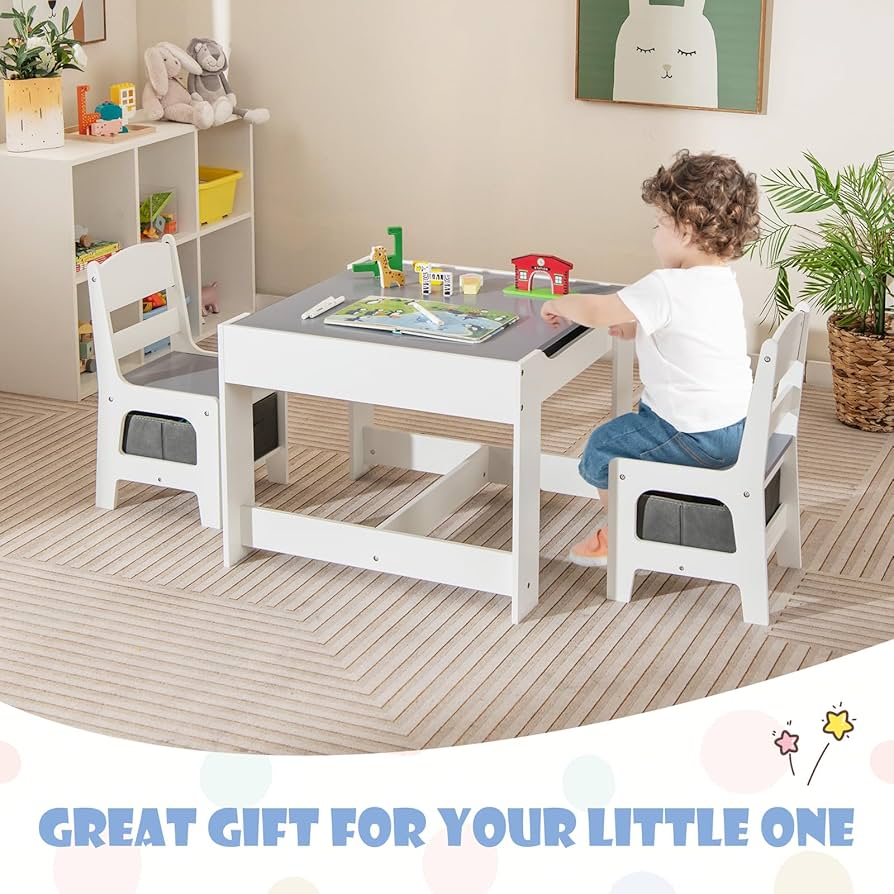 Toddler Table With Storage HONEY JOY Kids Table And Chairs Set,