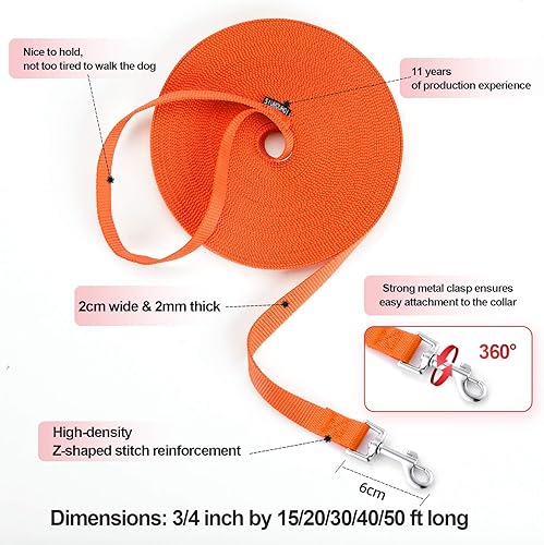 Miniatura 2 de Correa de entrenamiento para perro o cachorro para entrenamiento de agilidad, 15, 20, 30, 40, y 50 pies de largo, para entrenamiento de correa,