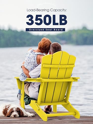 Vista 9 de KINGYES - Silla Adirondack plegable, sillas de patio de polietileno de alta densidad para todo tipo de clima, silla de césped con textura de madera