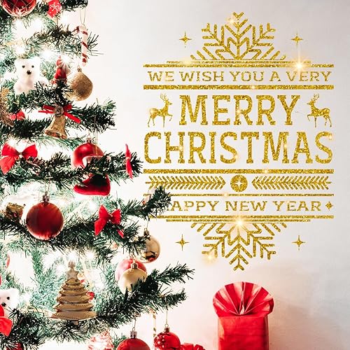 Miniatura 64 de Calcomanías de pared para árbol de Navidad, calcomanías de pared de árbol de Navidad, vinilo de Feliz Navidad, calcomanía de arte de pared extraíble