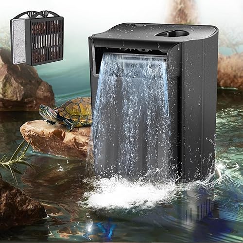 Miniatura 1 de Filtro de tanque de tortuga mejorado, filtros internos ajustables para acuario, filtro de cascada de reptiles silencioso, biofiltración de 3 etapas,