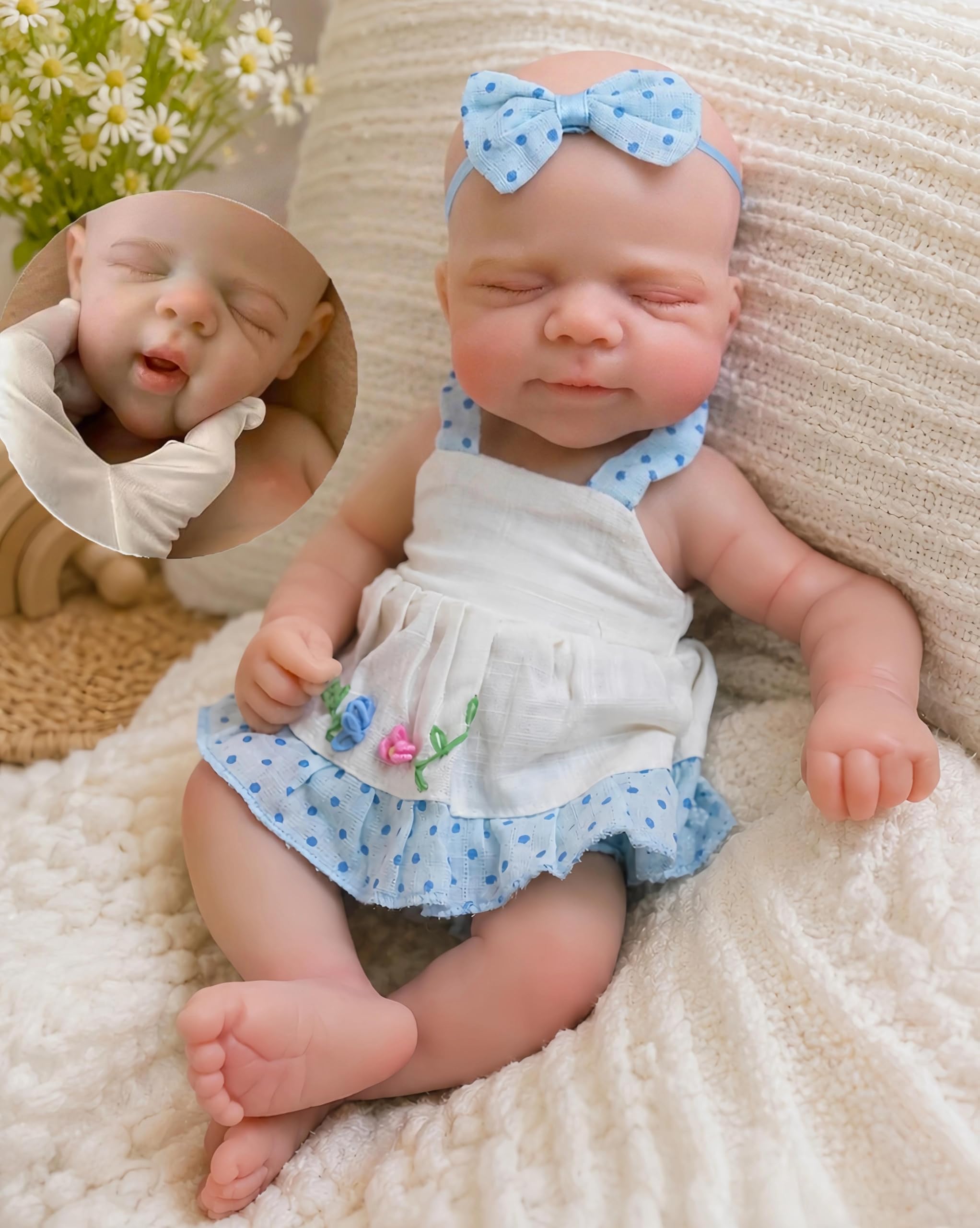 Zero pam Reborn Babypuppen, 20,3 cm, Squishy, Silikon, offener Mund, 3D-Haut, beweglich, realistisches Baby-Puppe, Geschenk für Mädchen