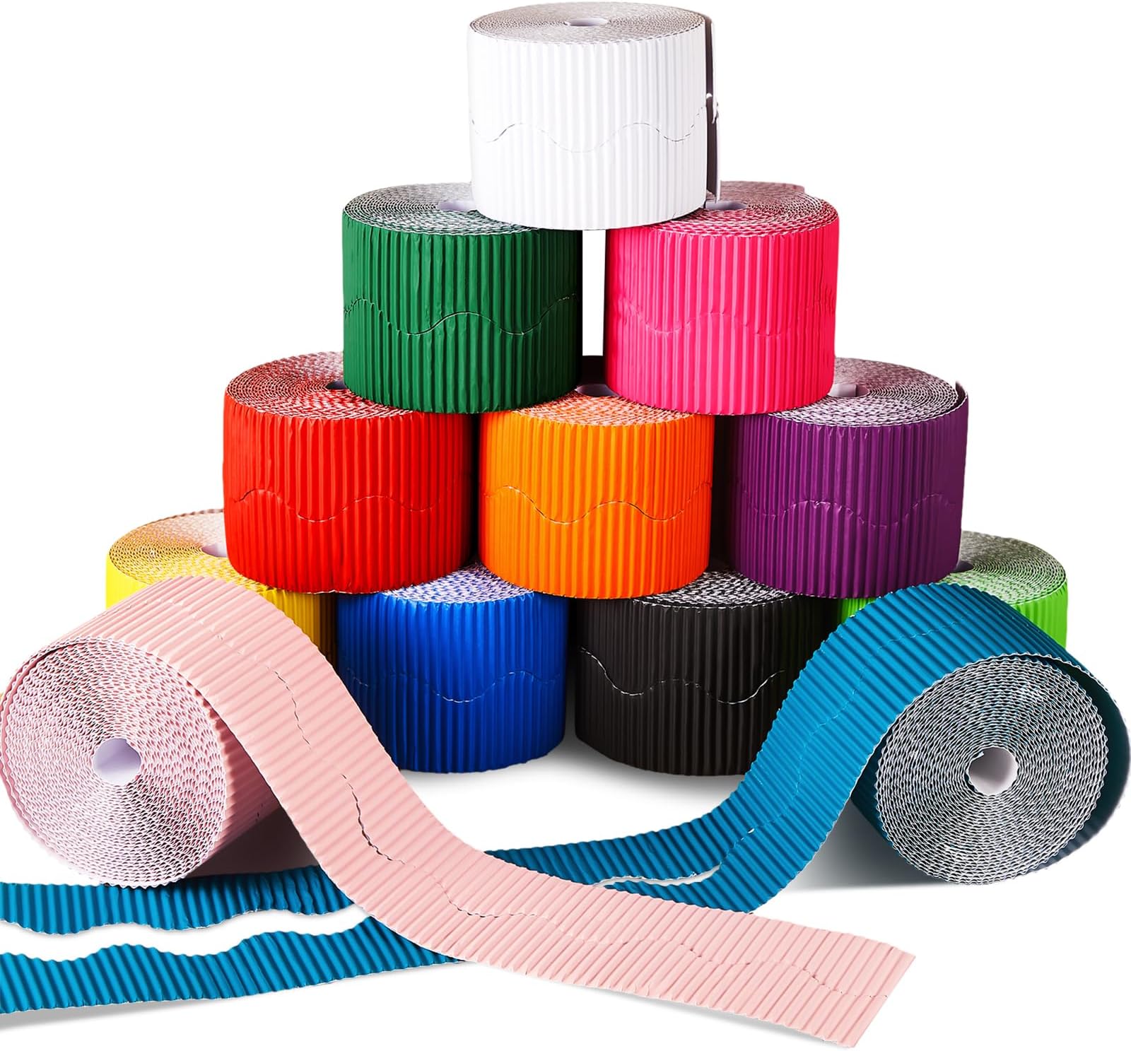 12 Rolls 600 ft Scalloped Bulletin Board Borders Decorative Classroom Bulletin Board Trim Poster Decor for Teacher Students White Cork Wall Locker