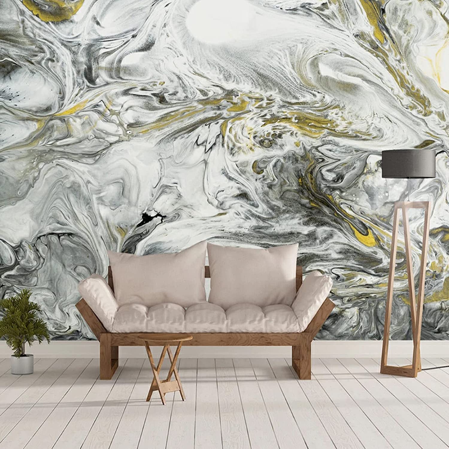 Mural De Papel Pintado 3D Paisaje Abstracto De Tinta Efecto 3D Peel And Stick Extraíble Para Sala De Estar, Oficina, Dormitorio, Habitación De Los Niños, Comedor, Pasillo, Póste 350(ancho)x256(alto)cm