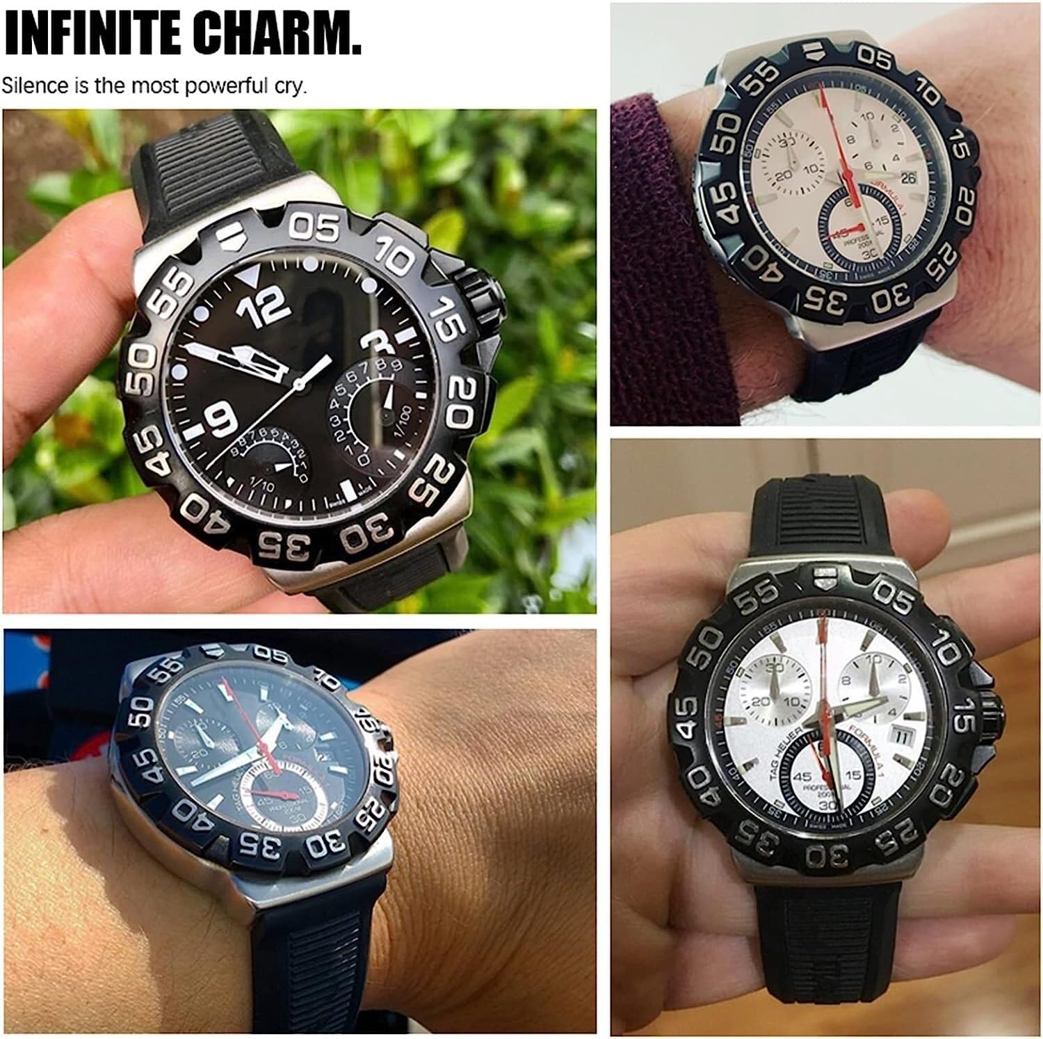 Cinturino in gomma naturale adatto per Tag Heuer CARRERA F1 AQUARACER Heuer Buckle Watch Strap Tools