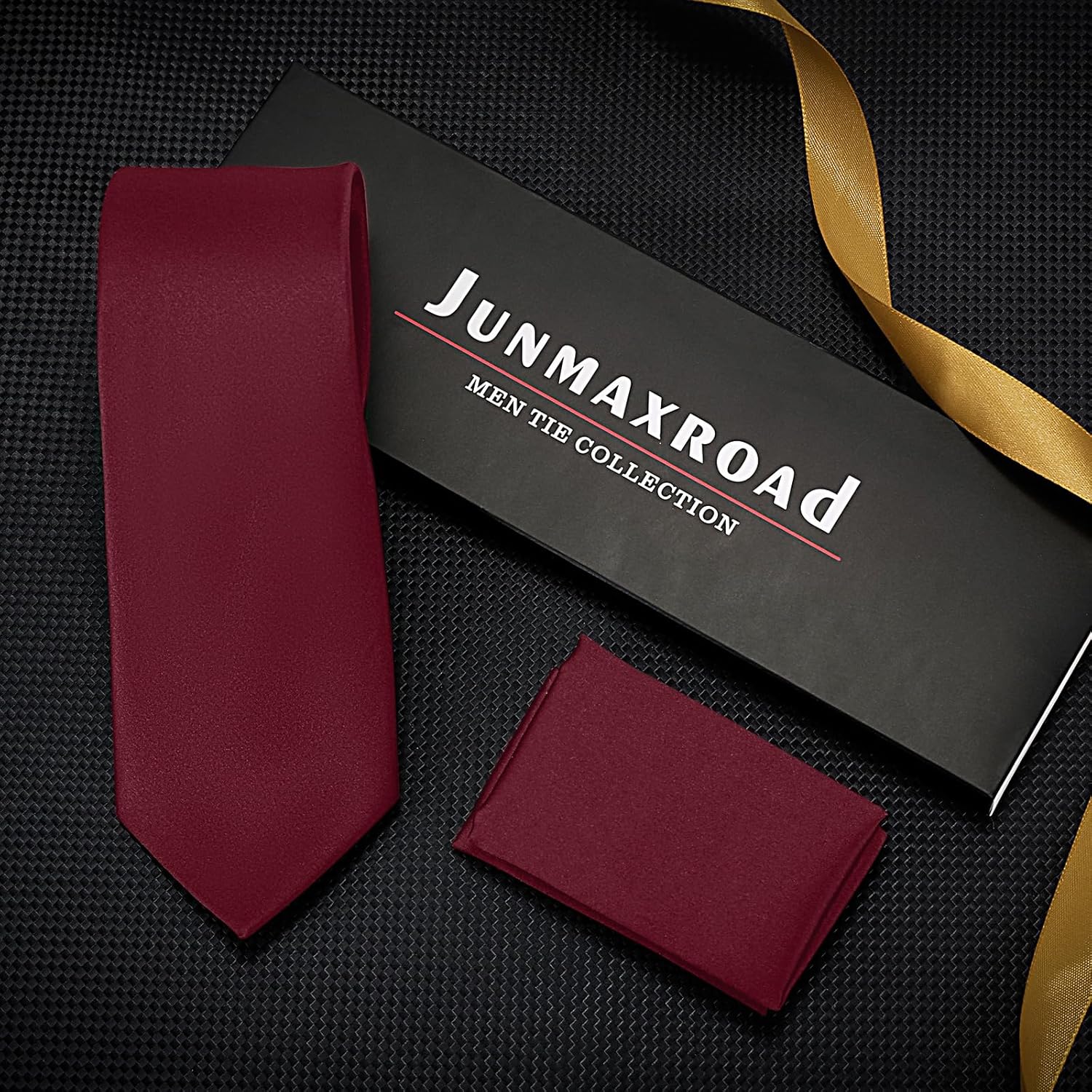 Mens Tie Set Solid Color 3.15" (8CM) Formal Necktie Pocket Square Clip and Cufflinks Business Wedding Gift Box - Image 5