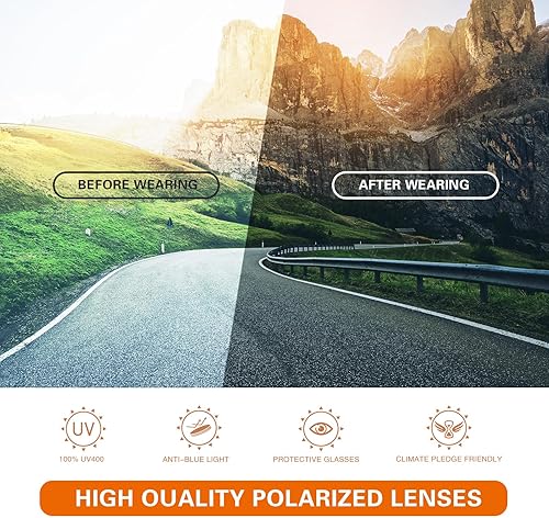 Miniatura 4 de suoso - Lentes de sol polarizados deportivos para hombres y mujeres, con protección UV400, envolventes, para conducir y pescar, TR90