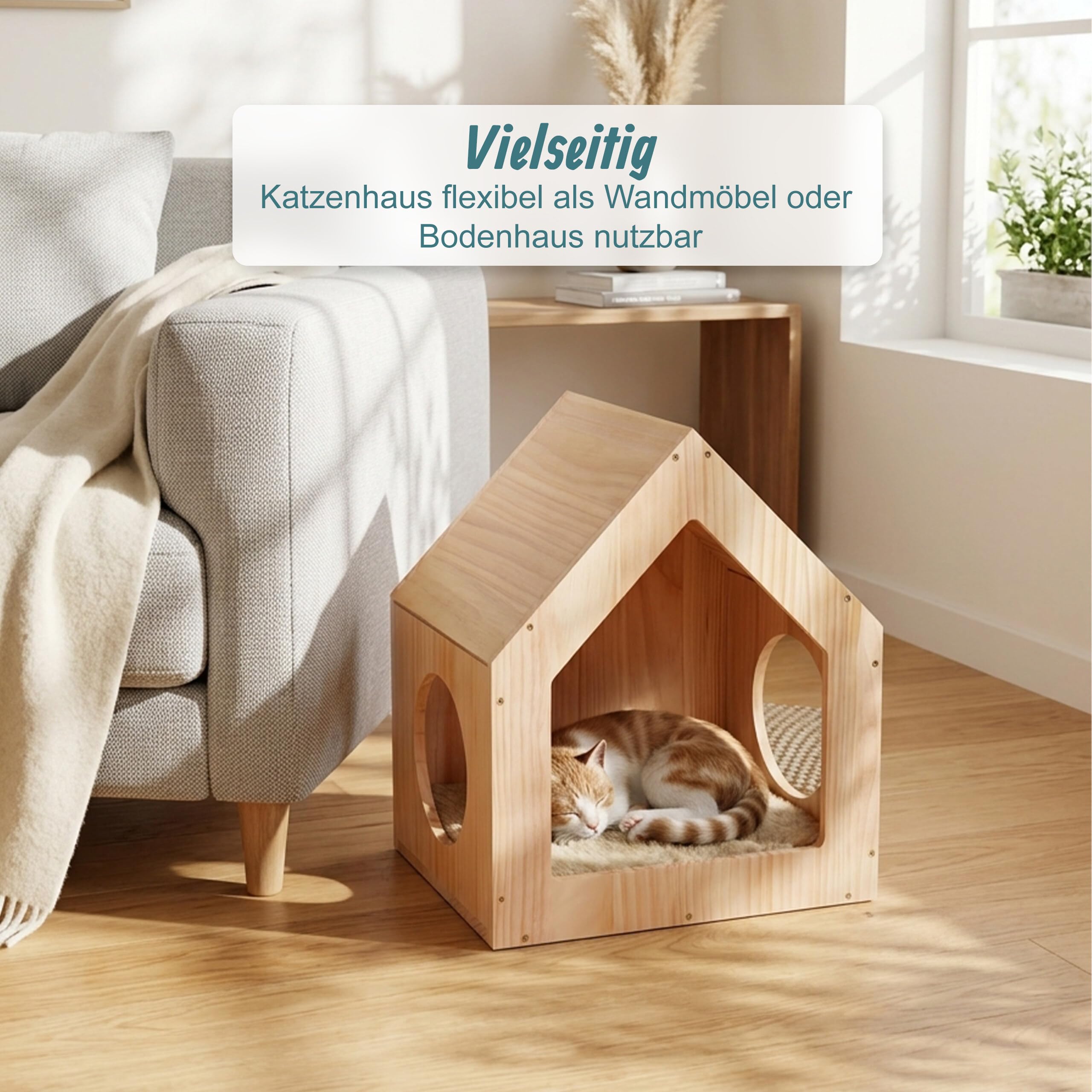 Relaxdays Katzenhaus, Katzenmöbel Wand & Boden, Farbe