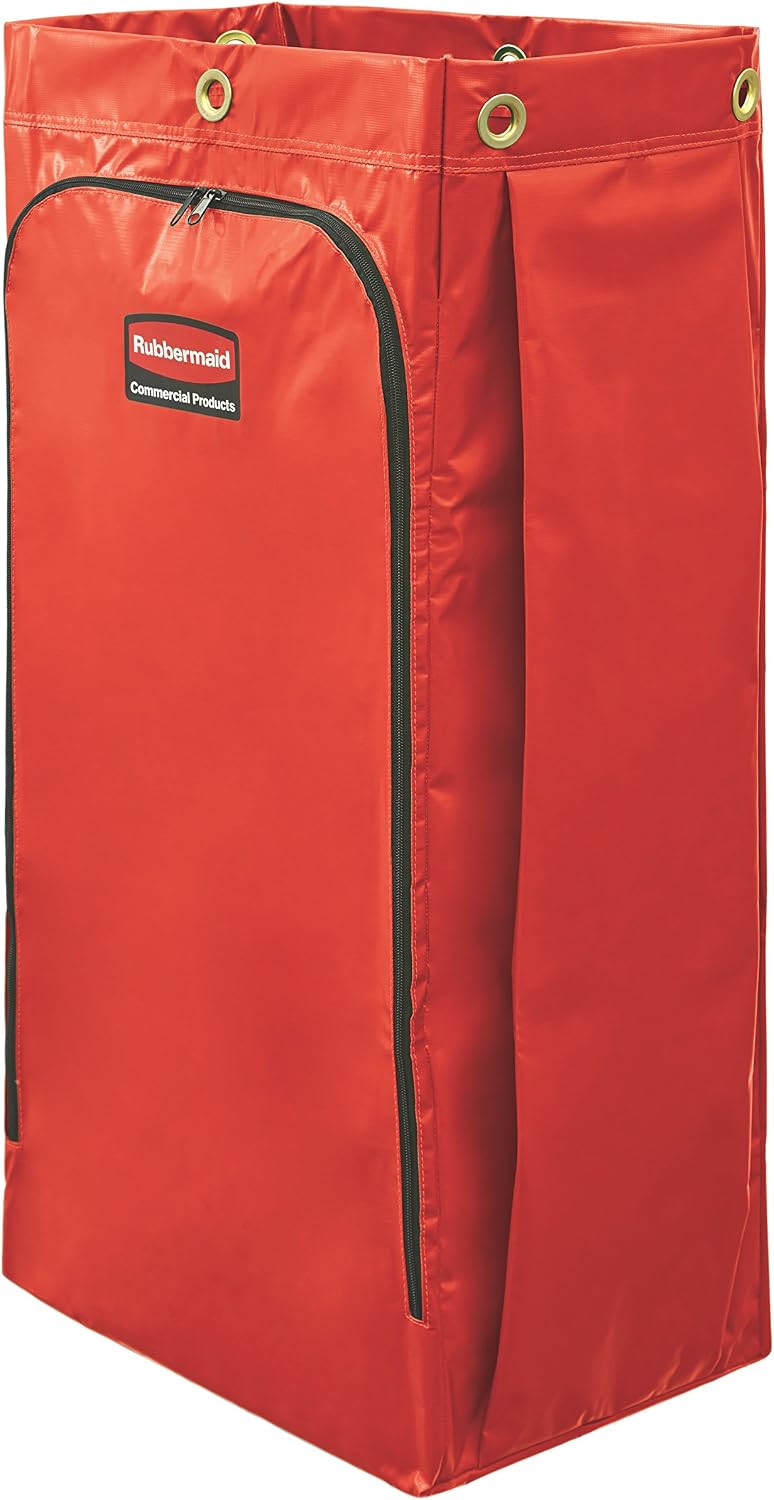 Rubbermaid Commercial Products High-Capacity Cleaning/Utility Cart Bag, 34-Gallon, Red, Compatible with Rubbermaid Cleaning Carts for Laundry/Trash Transport