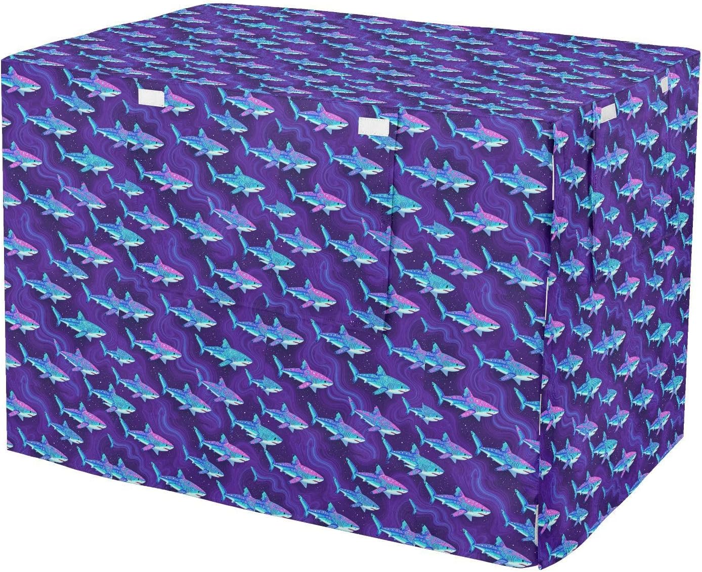 Navy Blue Shark Pattern Crate Covers for Dog Cages Kennel Cover with Roller Shades 42 Inch