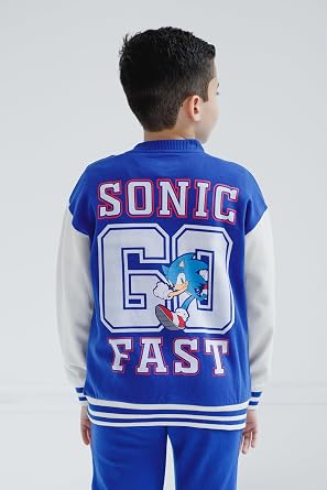 SEGA Sonic the Hedgehog Fleece Bomber Jacket and Jogger Pants Little Kid to Big Kid Sizes (4-14-16)