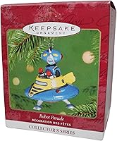 Vista 2 de Hallmark Adorno de desfile de robots: robot espacial azul en platillo volador