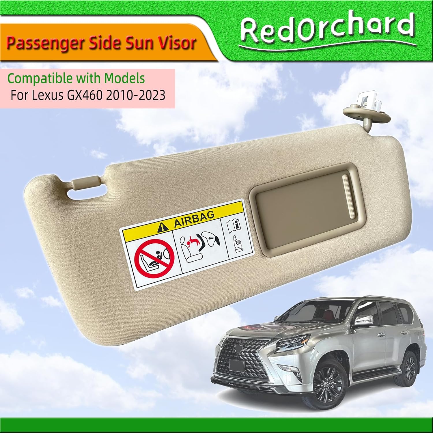 Passenger Side Sun Visor Fit for Lexus GX460 2010-2023 for Toyota Land Cruiser & Prado KDJ155 / KDJ150 2009-2023 Replace 74320-60D22-A0 Front Right Side Sun Protection Shade Sunshade Beige
