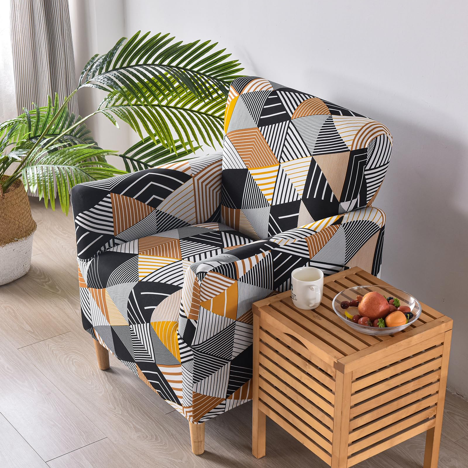 OKYUK Banquet Armchair Slipcovers Printed Chair Slipcovers with Arms 1-Piece Stretch Chair Covers for Living Room Anti Slip Soft Armchair Slipcover Kids Pets Friendly Furniture Protector (Colorful) - Image 2