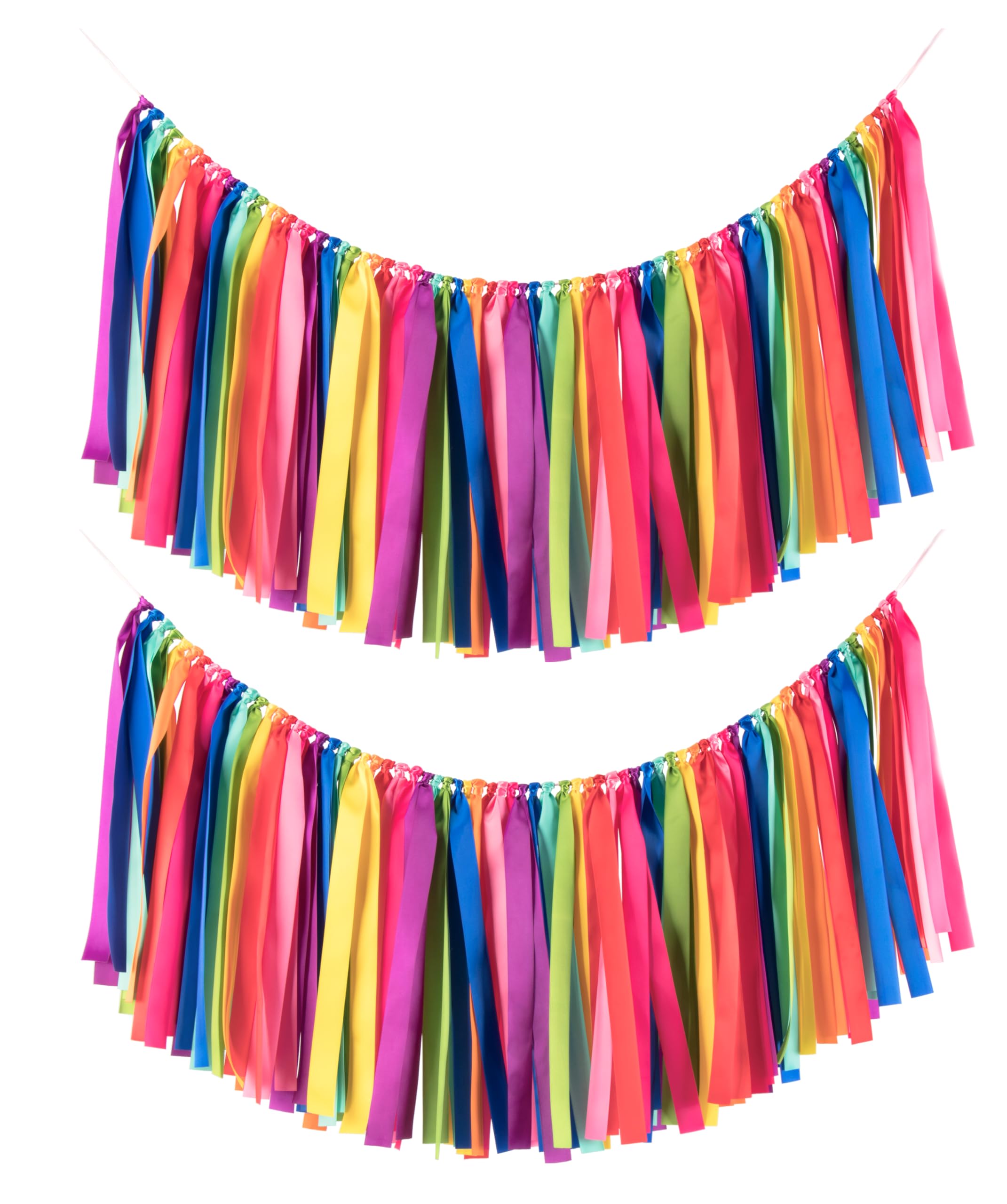View 1 of 2 Packs Rainbow Ribbon Tassel Garland, Pre Assembled Colorful Garland Banner 40x14 Inch Banner Backdrop for Classroom Decor, Wall Window, Weddings, Baby Showers, and Birthdays Parties