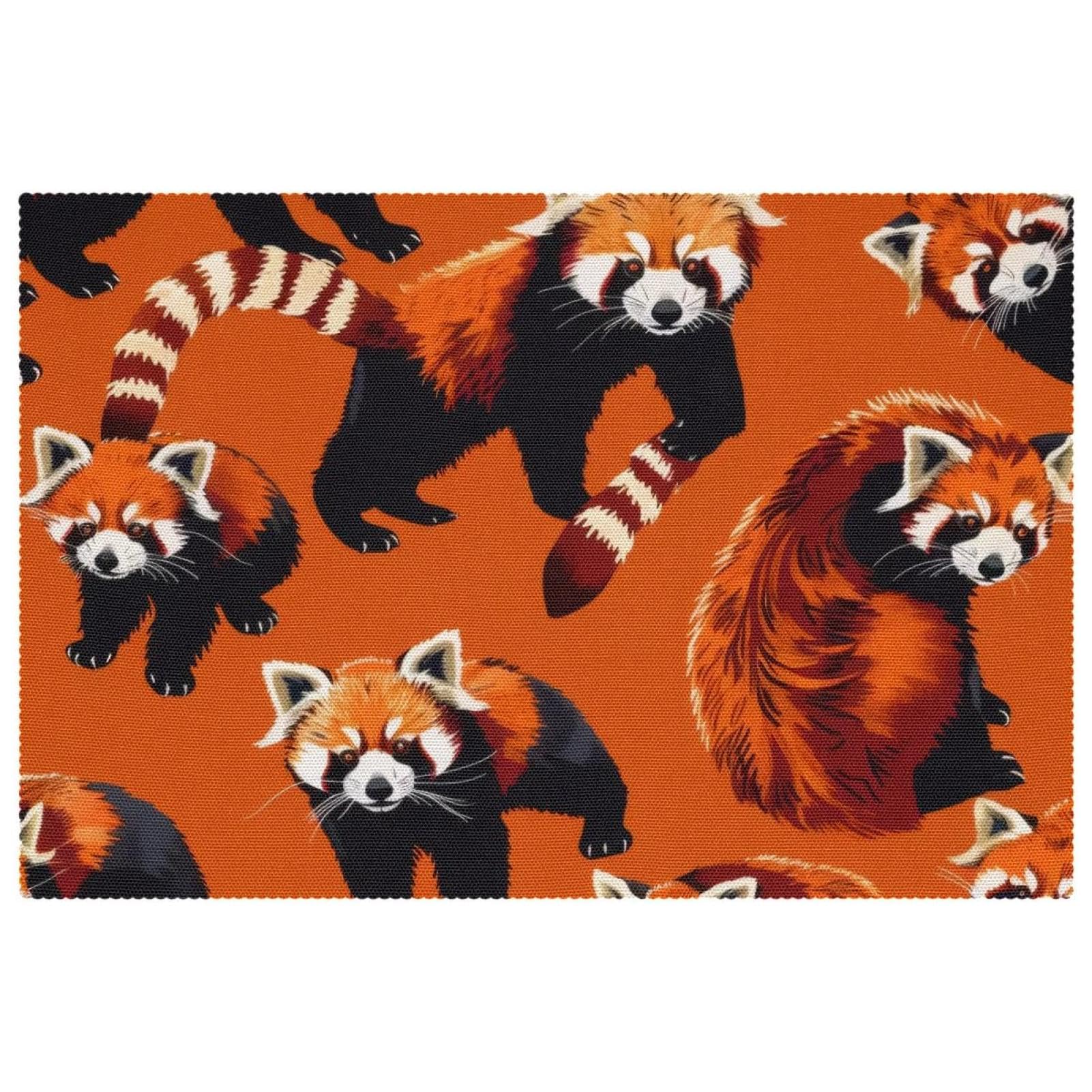 Sets de table panda rouge antidérapants et résistants à la chaleur