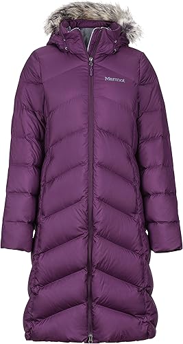 Miniatura 14 de MARMOT Abrigo acolchado de plumón largo Montreaux para mujer Negro azabache,Azul ártico,Nori,Marina de medianoche,Violeta oscuro,púrpura higo,Negro