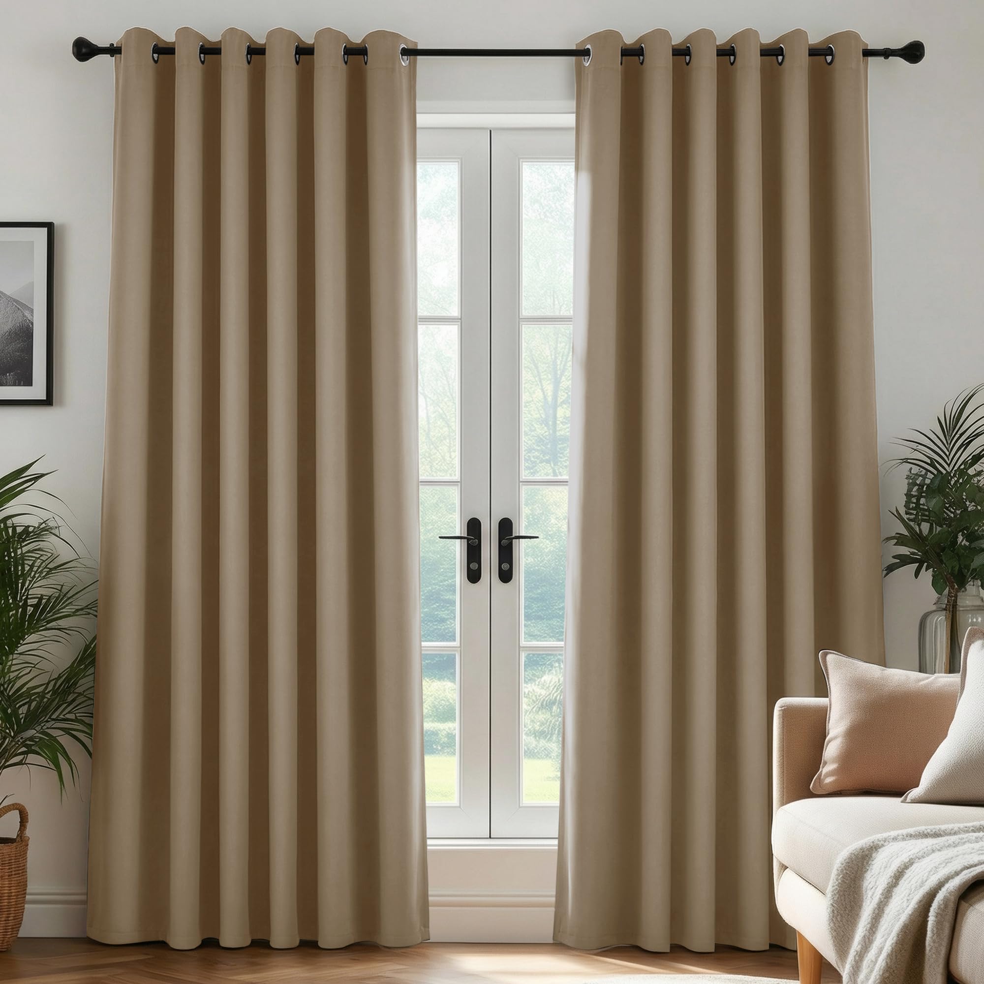 Deconovo Blickdichte Gardinen Ösen Vorhänge Blackout Curtain Verdunkelungsvorhang gegen Kälte Thermogardinen für Wohnzimmer Schlafzimmer 2er set