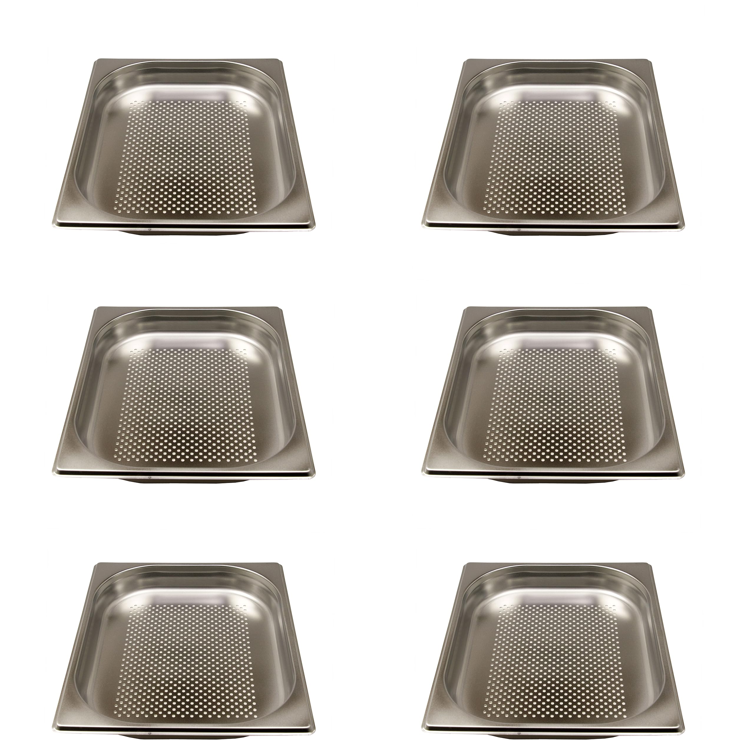 GN 1/3 - Lote de 6 recipientes para gastronomía, acero inoxidable, 0,75 litros, profundidad de 20 mm, perforados
