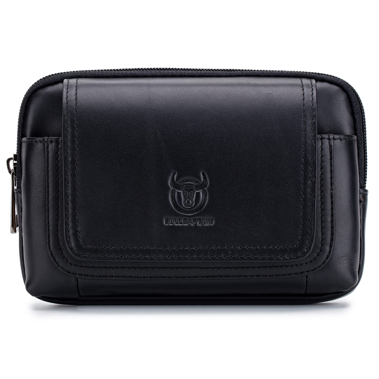 HUIOP Riñonera de hombre de piel Riñonera con trabilla para cinturón, riñonera para hombre, Negro , 09