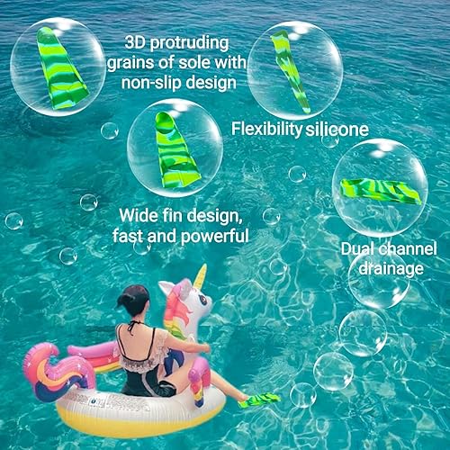 Miniatura 5 de Fadgesy Aletas de entrenamiento de natación, cómodas aletas de silicona para nadar y bucear, tamaño adecuado para niños, niñas, niños y adultos