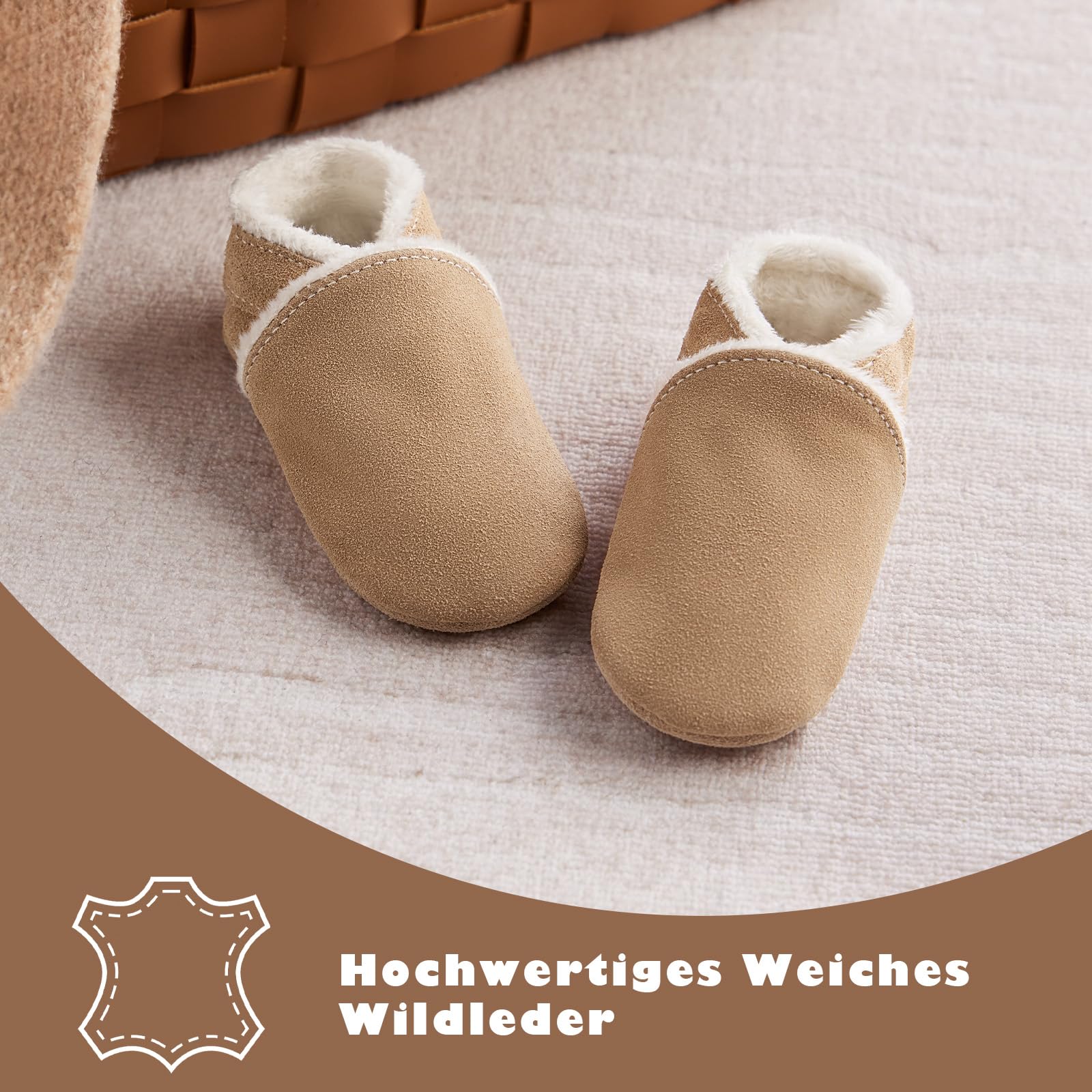 IceUnicorn Chausson Cuir Bébé Hiver Chausson Bebe Fourré Peluche Chaude Chausson Cuir Souple Bébé Fille Garçon Pantoufles Bebe