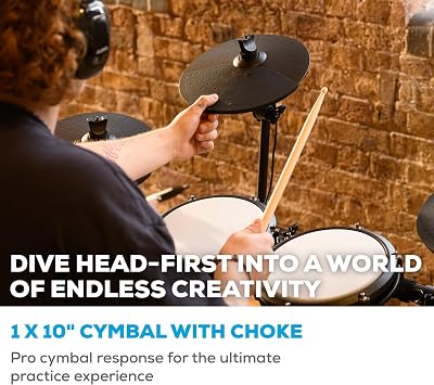Alesis Drums Nitro Max Expansion Pack - Electric Drum Set Expansion for Nitro Max Kit with Mesh Tom Pad, 10 Cymbal with Choke and Connection Cables