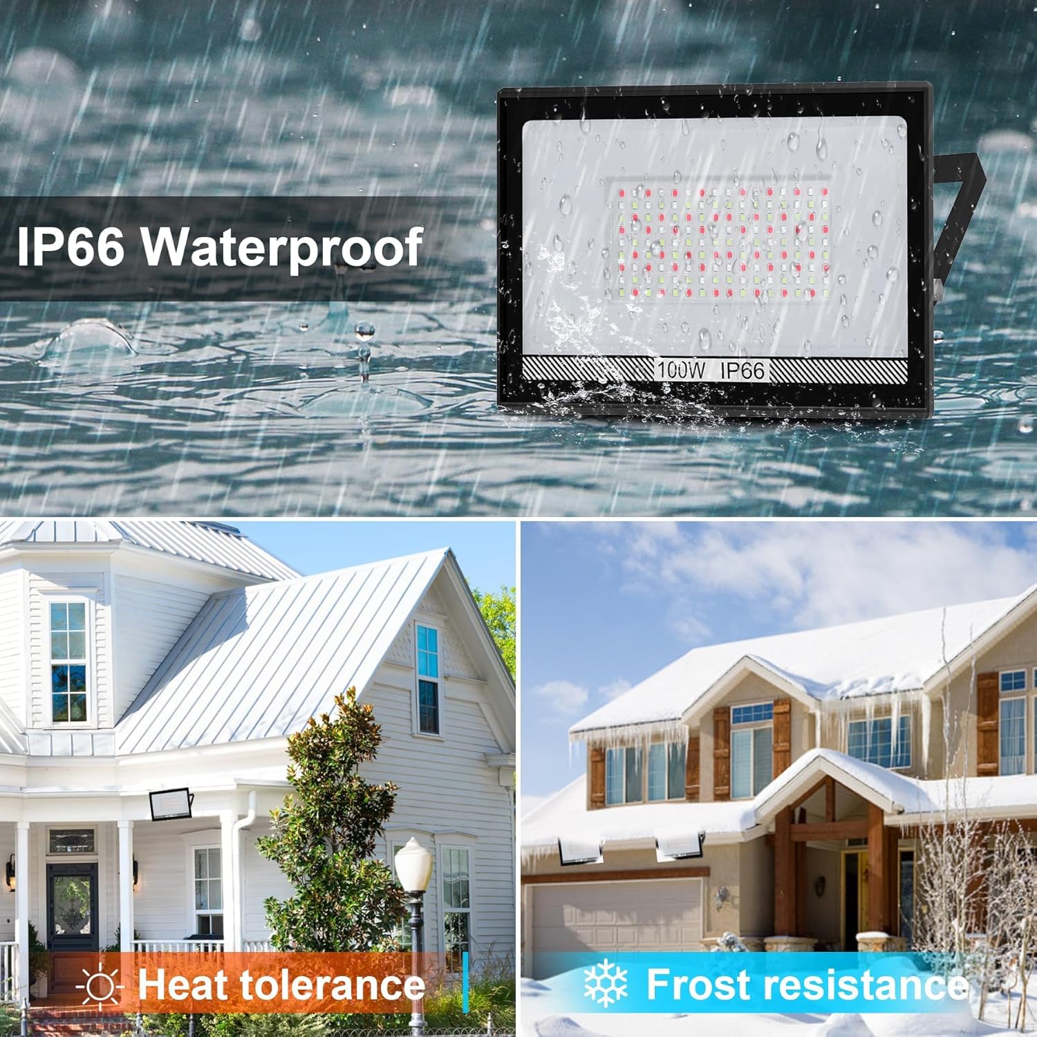 NATPOW Proyector RGB Exterior Foco LED 100W Foco RGB Con Control Remoto, IP66 Impermeable Floodlight LED que cambia de color, Colour Luce para jardines, patios (set de 4)