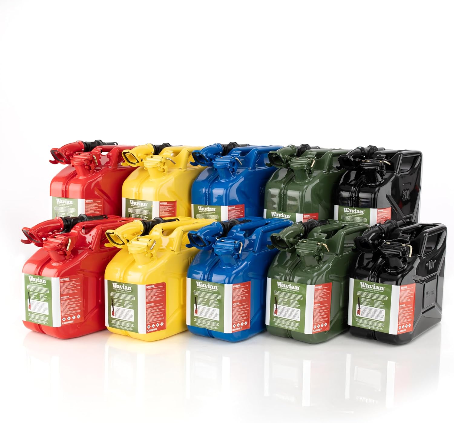 Wavian USA Authentic NATO Jerry Can and Spout System - Rust-Proof, EPA & CARB Compliant, Yellow, 20 Litre, Wavian 5 Gallon Gas Cans for Diesel