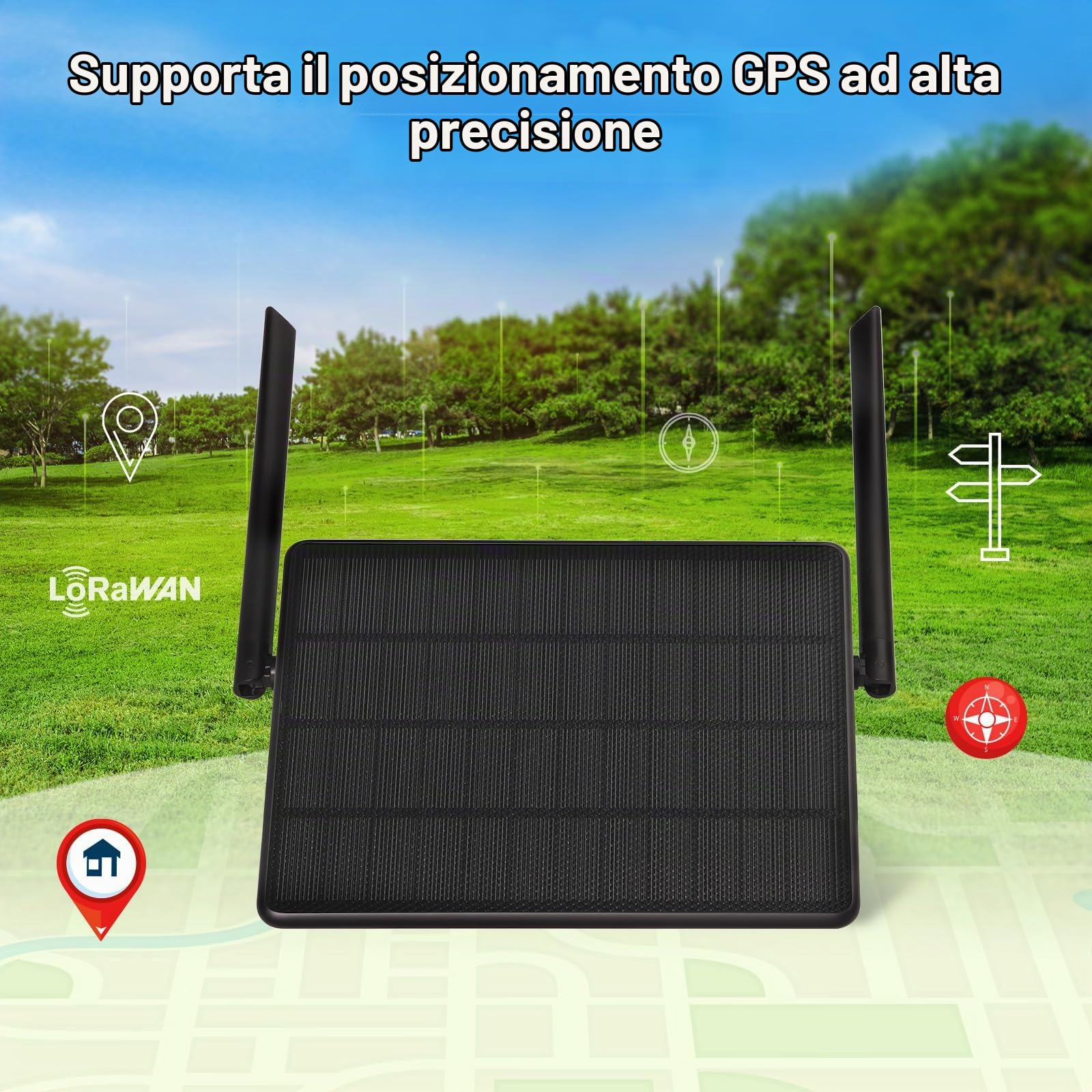 ELECROW Nodo Solare Esterno Meshtastic con GPS e nRF52840, Ripetitore ThinkNode M6 con Pannello Solare 6W e Batteria 7000mAh, Stazione IP65 per Off-Grid (868 MHz)