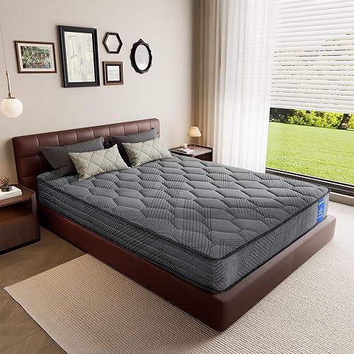 Miniatura 9 de Colchón híbrido King, espuma viscoelástica de gel refrescante y bobinas envueltas individualmente para alivio de presión, firmeza media, aislamiento