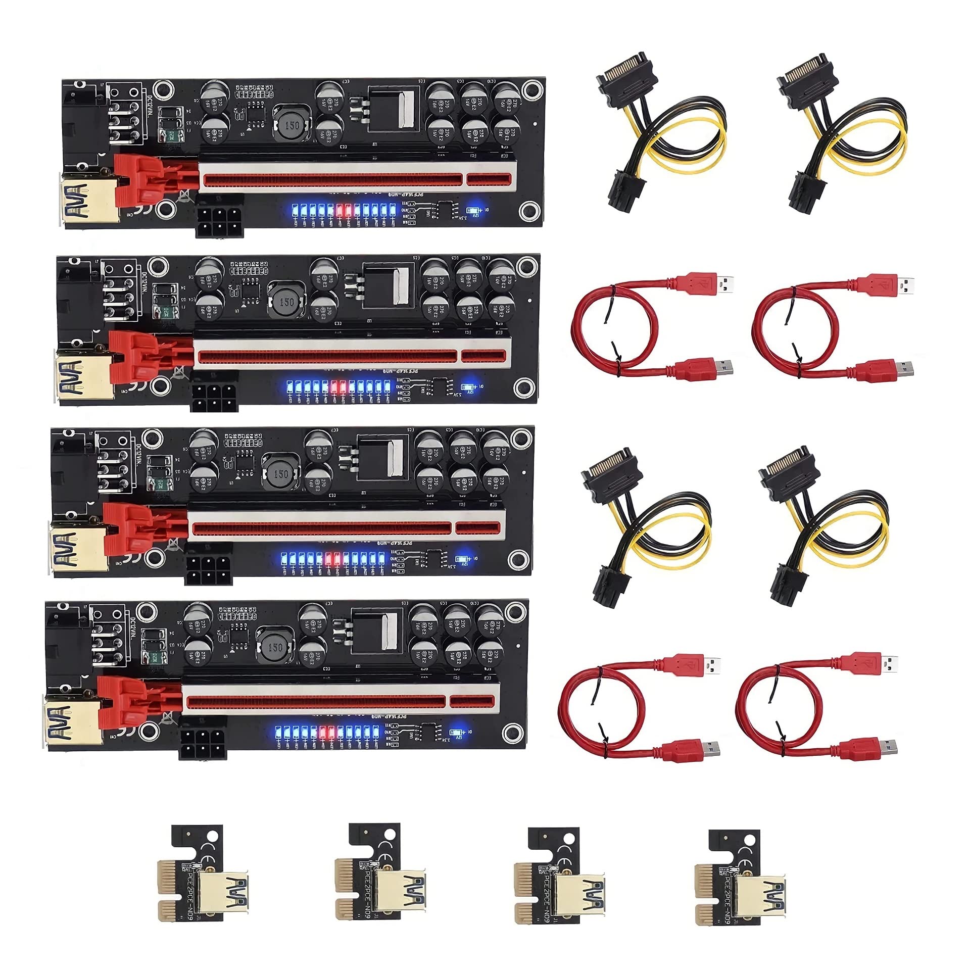 LipiWorld® VER012-PRO Riser Card 10 Capacitors PCI-E 1X to 16X V012 Pro Riser Card with PCI-E 1X Plug-in Adapter Card for Bitcoin Crypto Mining Ethereum Mining (Pack of 4) (B0B725WJGL) Amazon Price History, Amazon Price Tracker