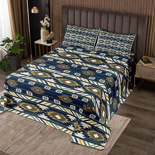 Vista 36 de Erosebridal Ethnic Tribe Feather Coverlet Set Geometric Aztec Bedspread,Western Quilted King African Tribe Arrow Retro Vintage Exotic Geometric