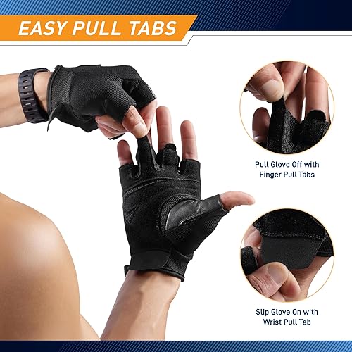 Miniatura 4 de MARCY apex - Guantes de entrenamiento acolchados de cuero con pestañas para hombres y mujeres, guantes de ejercicio para levantamiento de pesas,
