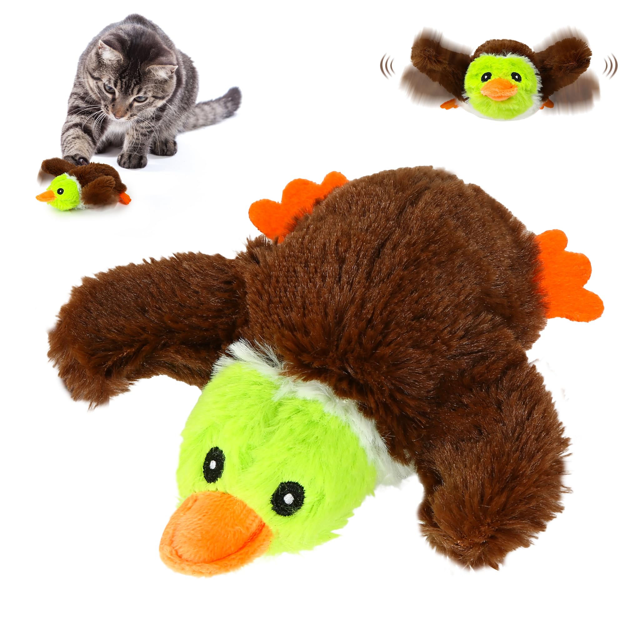 PUHOHUN Juguetes Interactivos para Gatos, Juguetes Automáticos para Gatos, Juguetes Electrónicos para Gatos, Juguetes Eléctricos para Gatos Domésticos/Gatitos, Recargable por USB, Pato