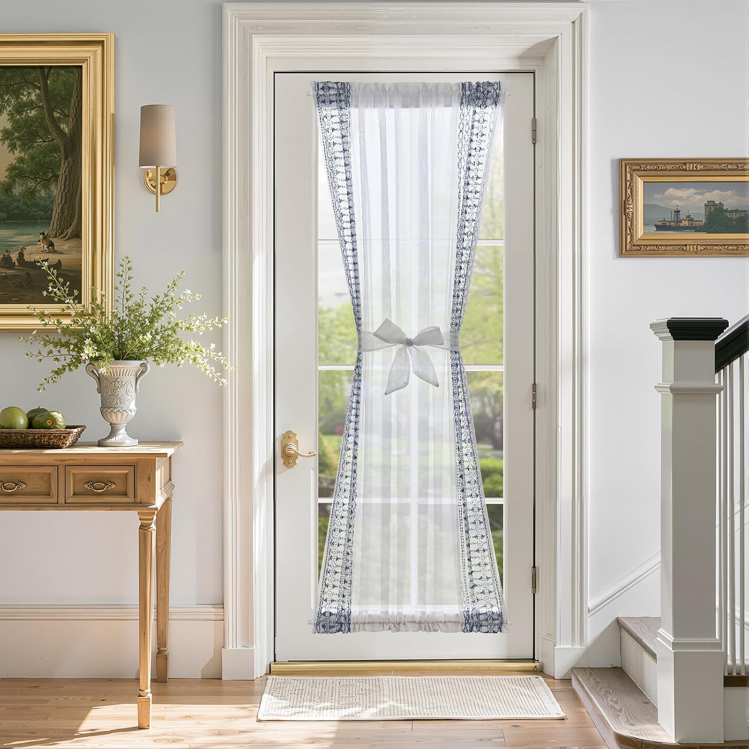 Amazon.com: jinchan French Door Curtain Privacy Boho Embroidered Semi ...