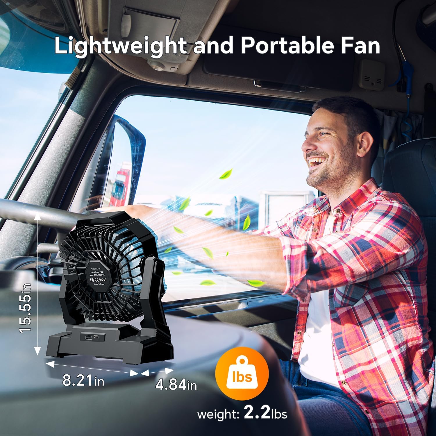 Portable Camping Fan with LED Lantern, 15000mAh Rechargeable Battery Operated Fan with 3 Speeds & Digtal, Personal USB Table for Camping Essential ＆ Hurricane-Ready