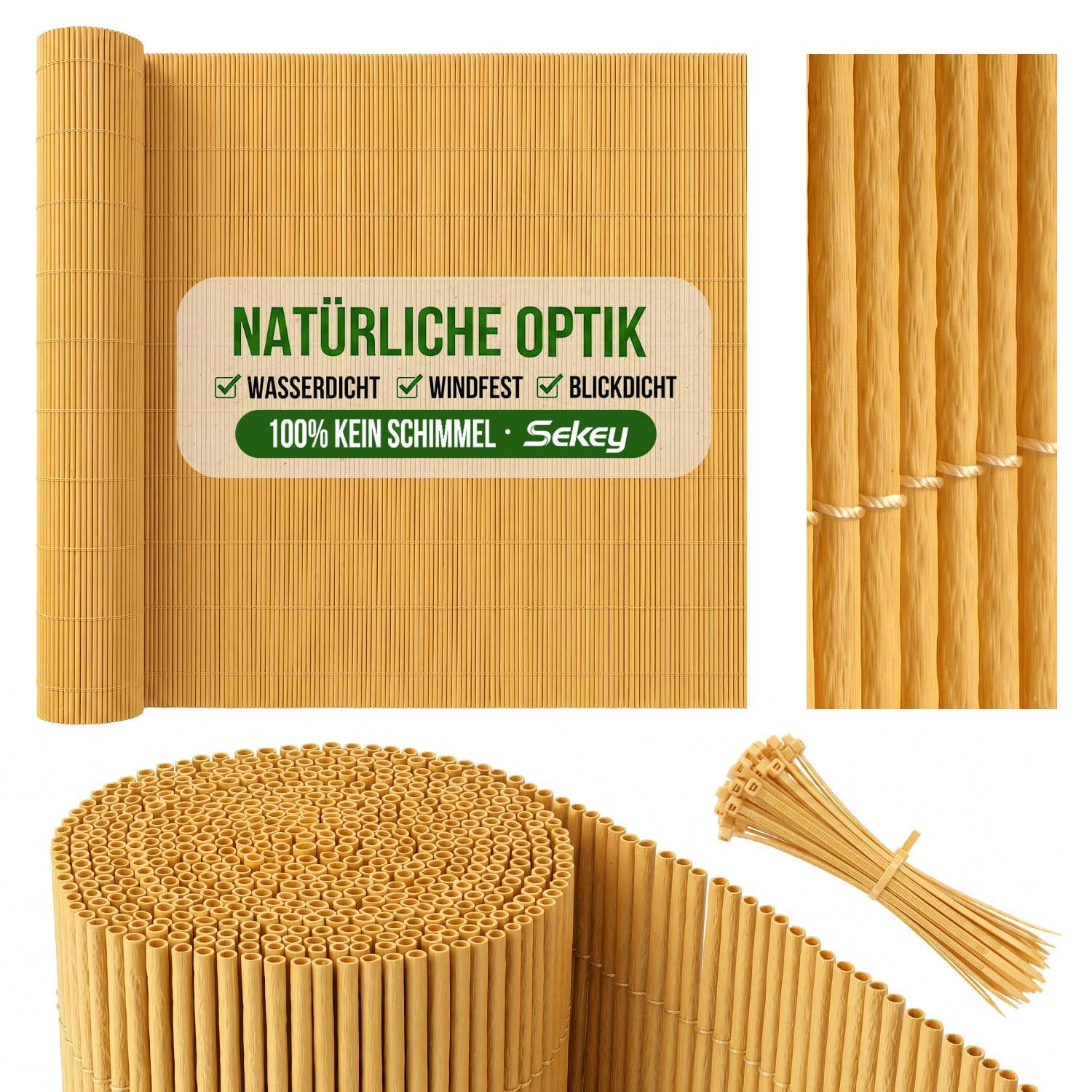 Sekey Balkon Sichtschutz Natürliche Optik
