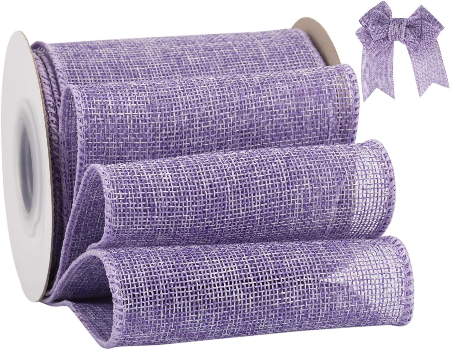 Tekdeere Burlap Ribbon 100mm x 9 Meters, Lt. Purple Wired Ribbon for Crafts, Gift Wrapping, Wreaths, Bows, Tree Decoration and Outdoor Decoration