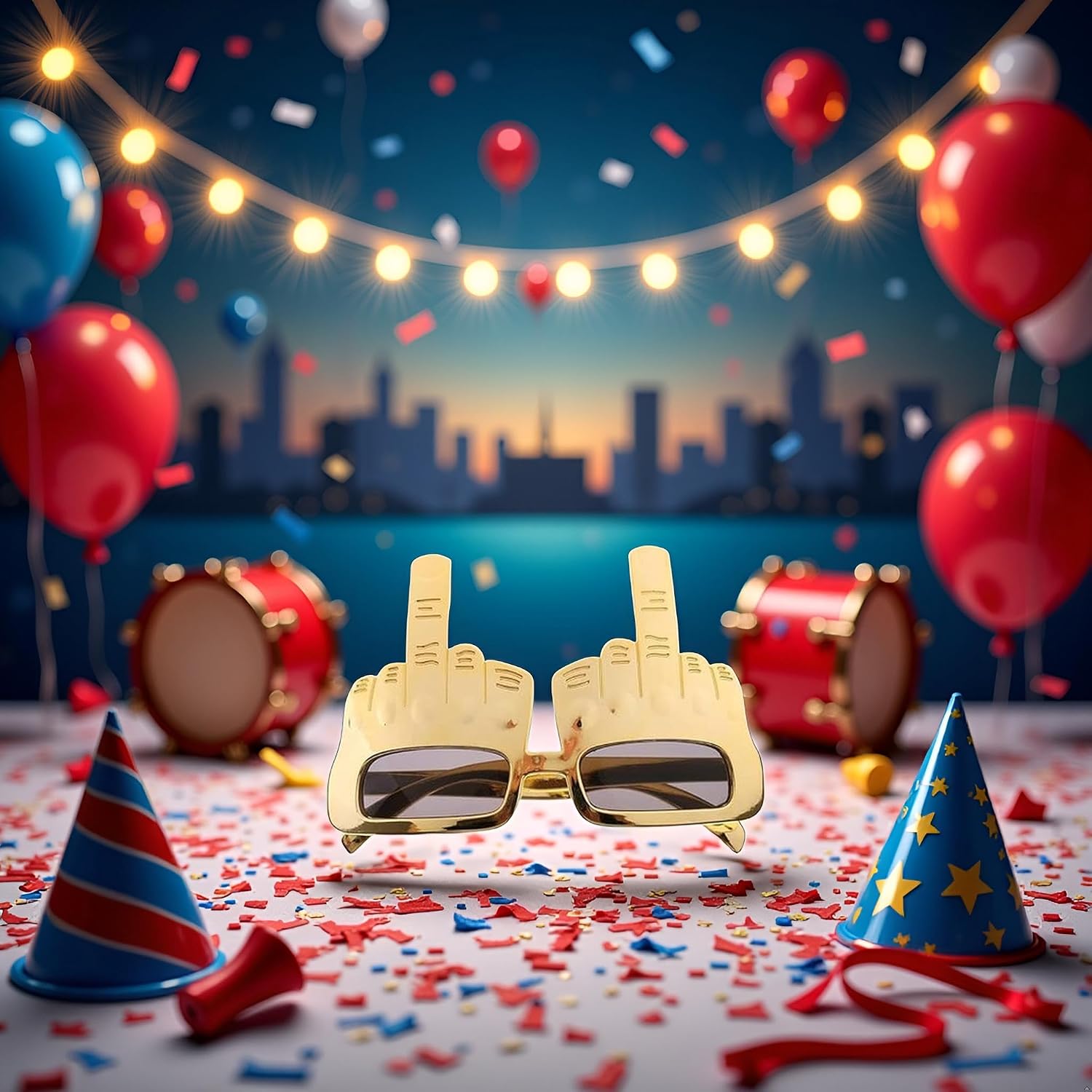 Tricky Middle Finger Sunglasses, Flip Off Hand Shape Novelty Glasses for Funny Party, Festival and Glam Events